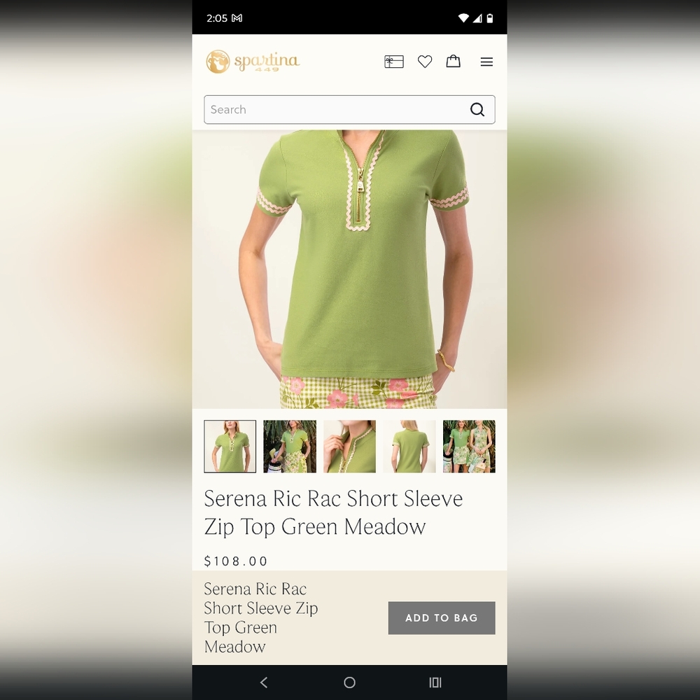 Spartina 449 Colleen Skort Castillo Gingham Serena Ric Rac Short Sleeve Zip Top - Picture 9 of 11